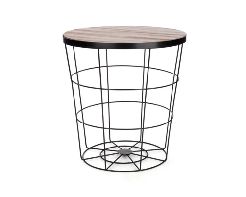 Table d'appoint en bois et métal noir