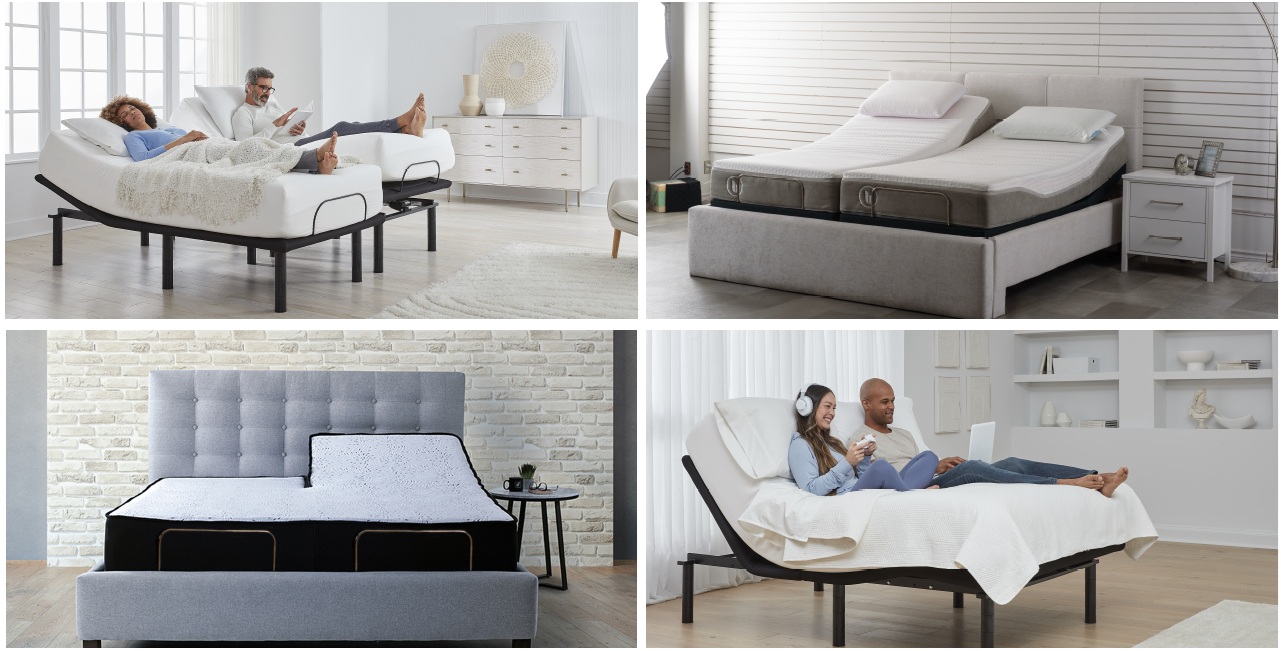 Quatre différentes base de lit ajustables.