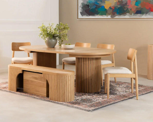 Salle à manger avec table ronde transformer table 6 places